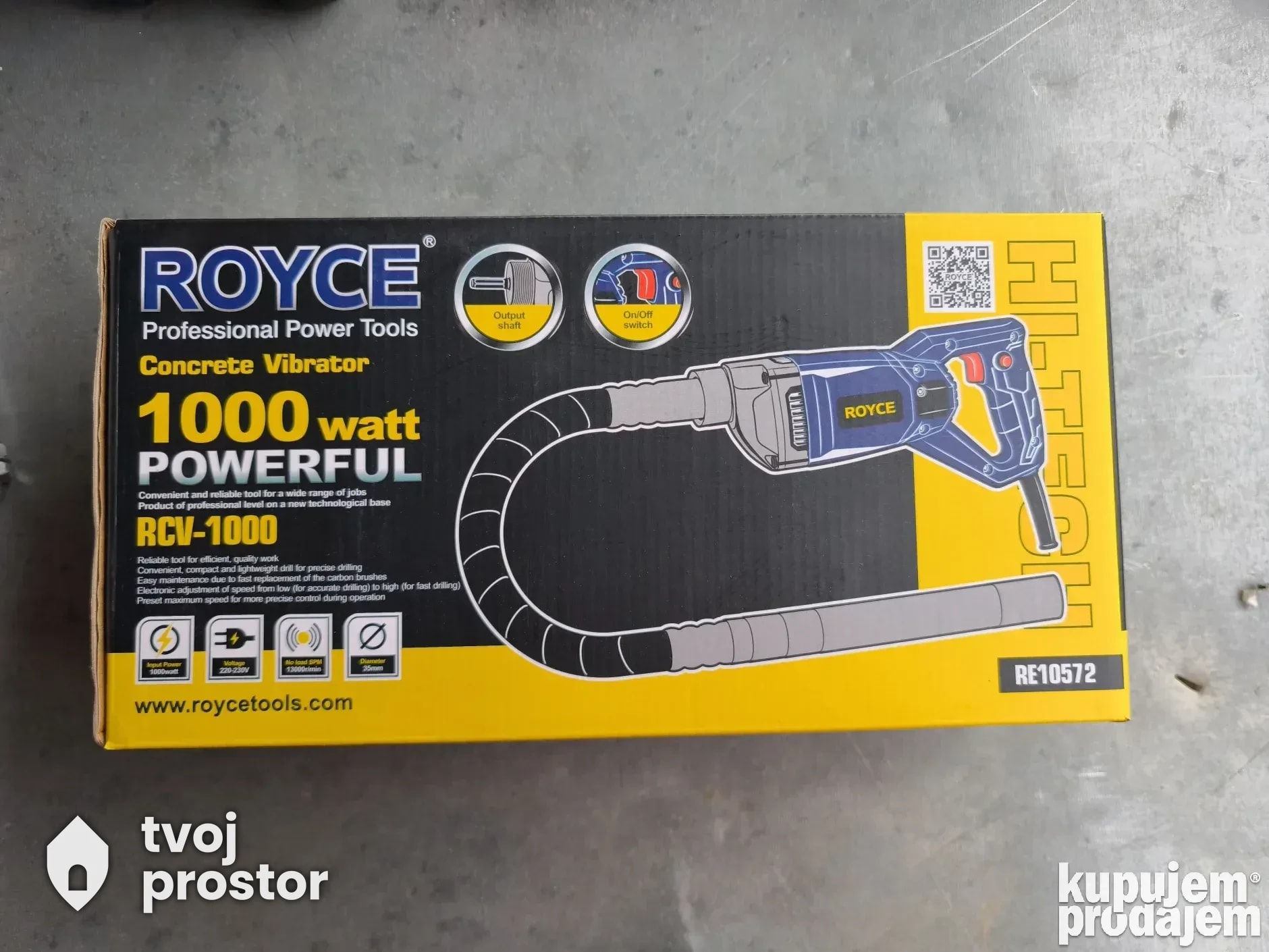Royce vibrator za beton 2m crevo 1000w / vibro igla — mašine i industrijska oprema, Alati Nidža, Negotin