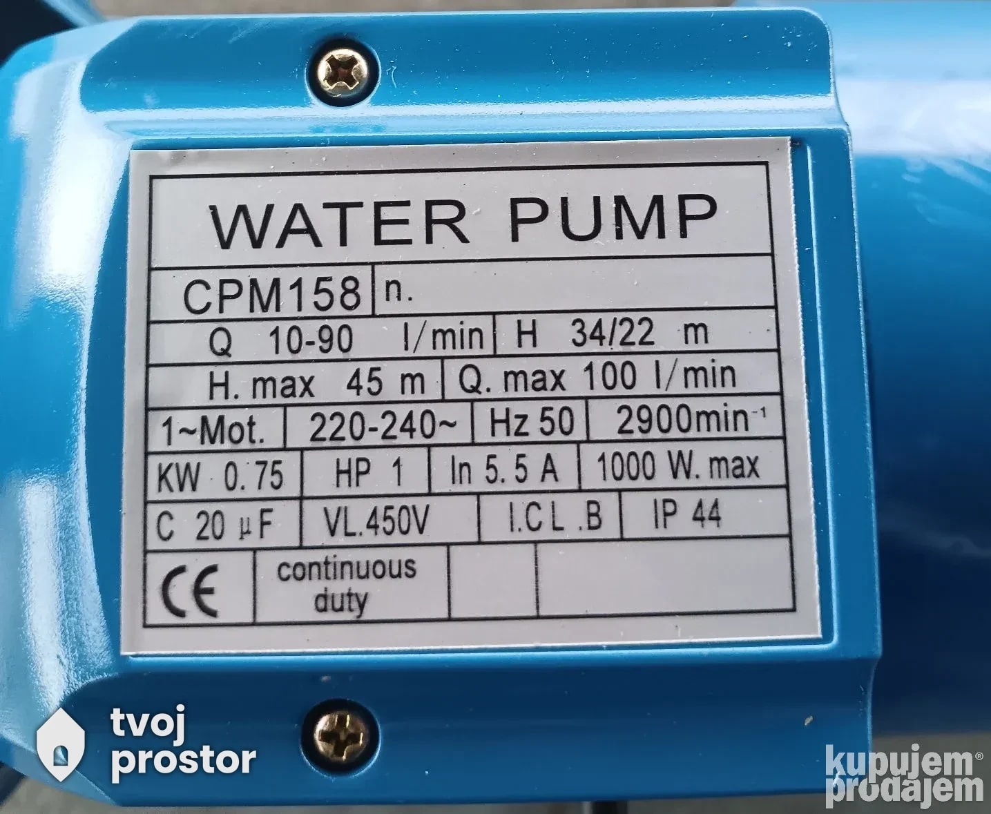 Površinska pumpa za vodu cpm-158 1kw — fotografija 2 od 3