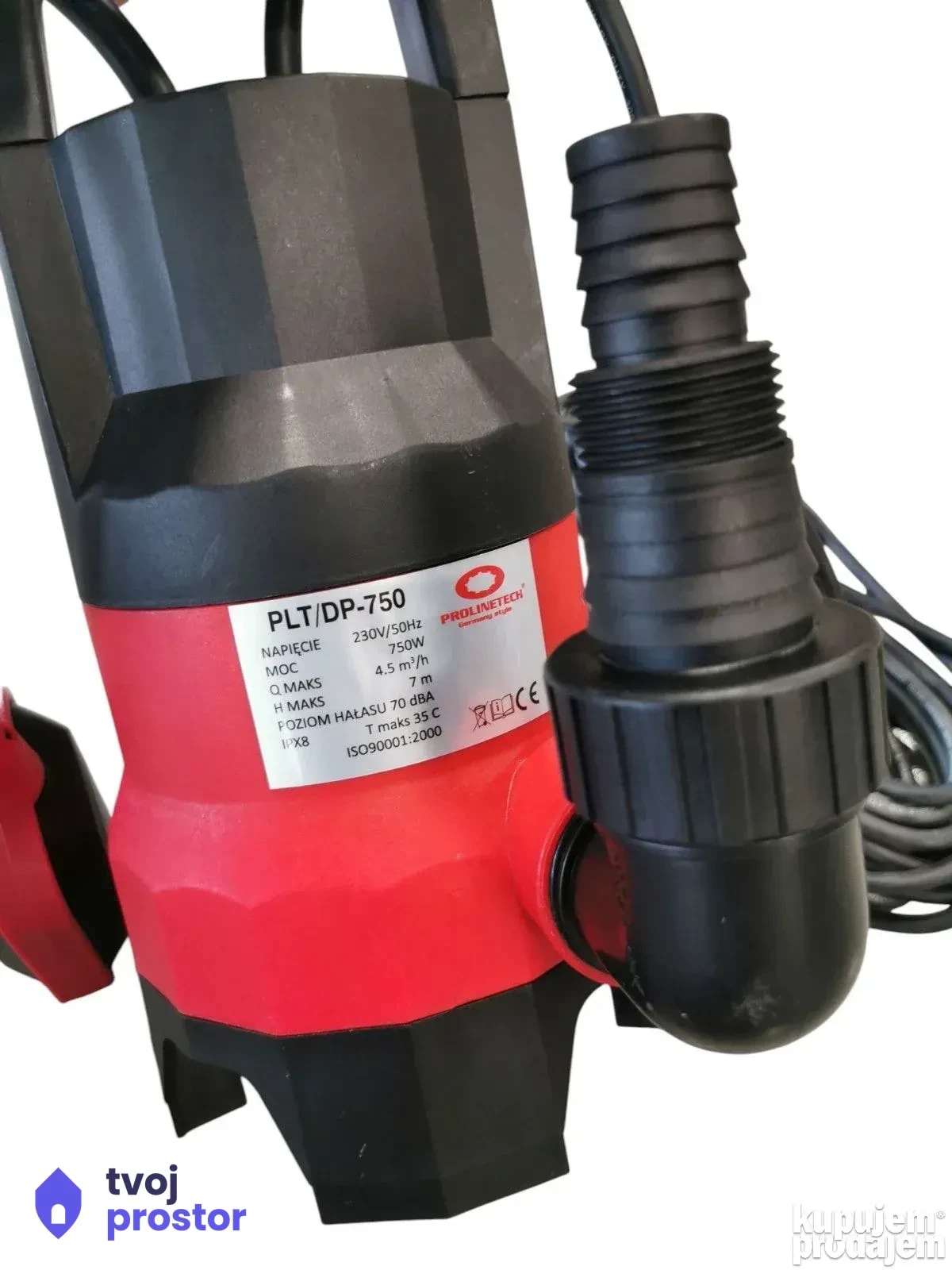 PROLINETECH pumpa za prljavu vodu 400W plastična muljna — fotografija 4 od 6