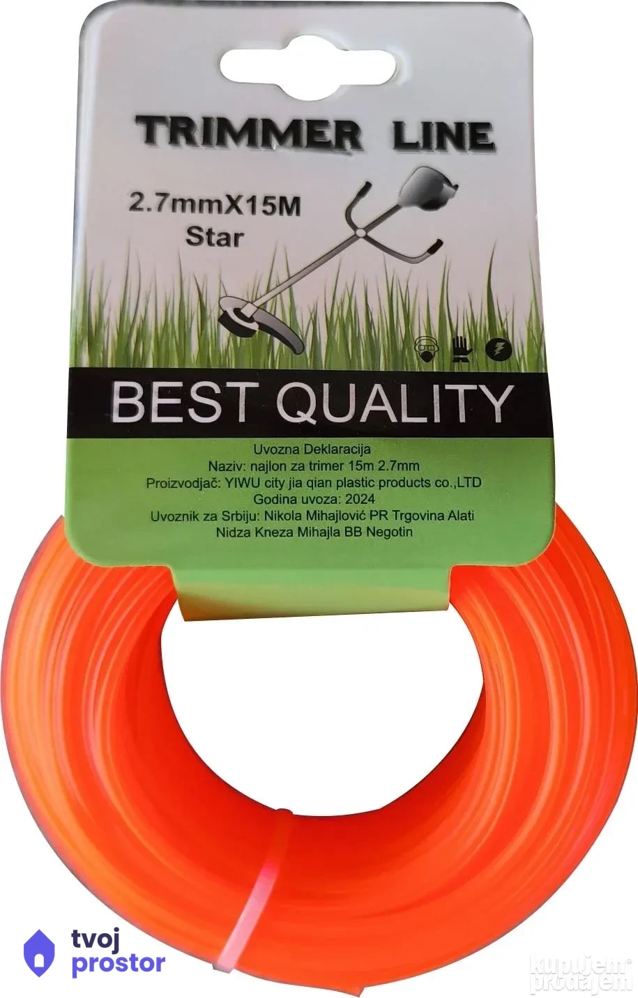 Struna za trimer 2.7mm 15m — Alati Nidža, Negotin