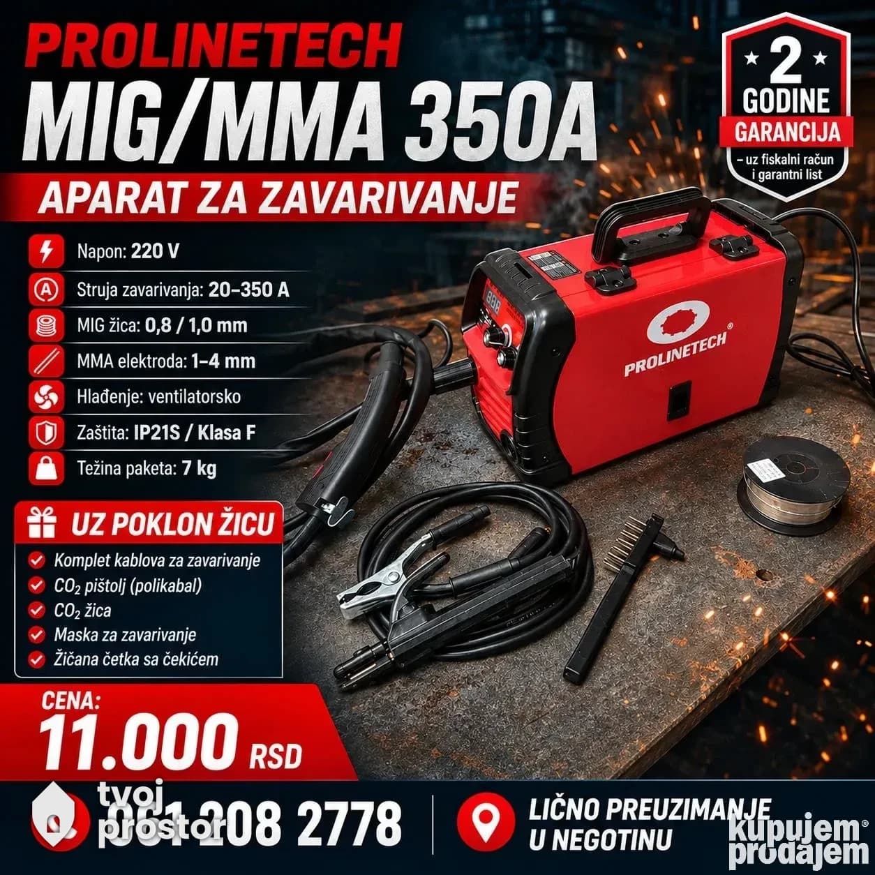 PROLINETECH Aparat za zavarivanje 350a Co2 kombinovani — Alati Nidža, Negotin