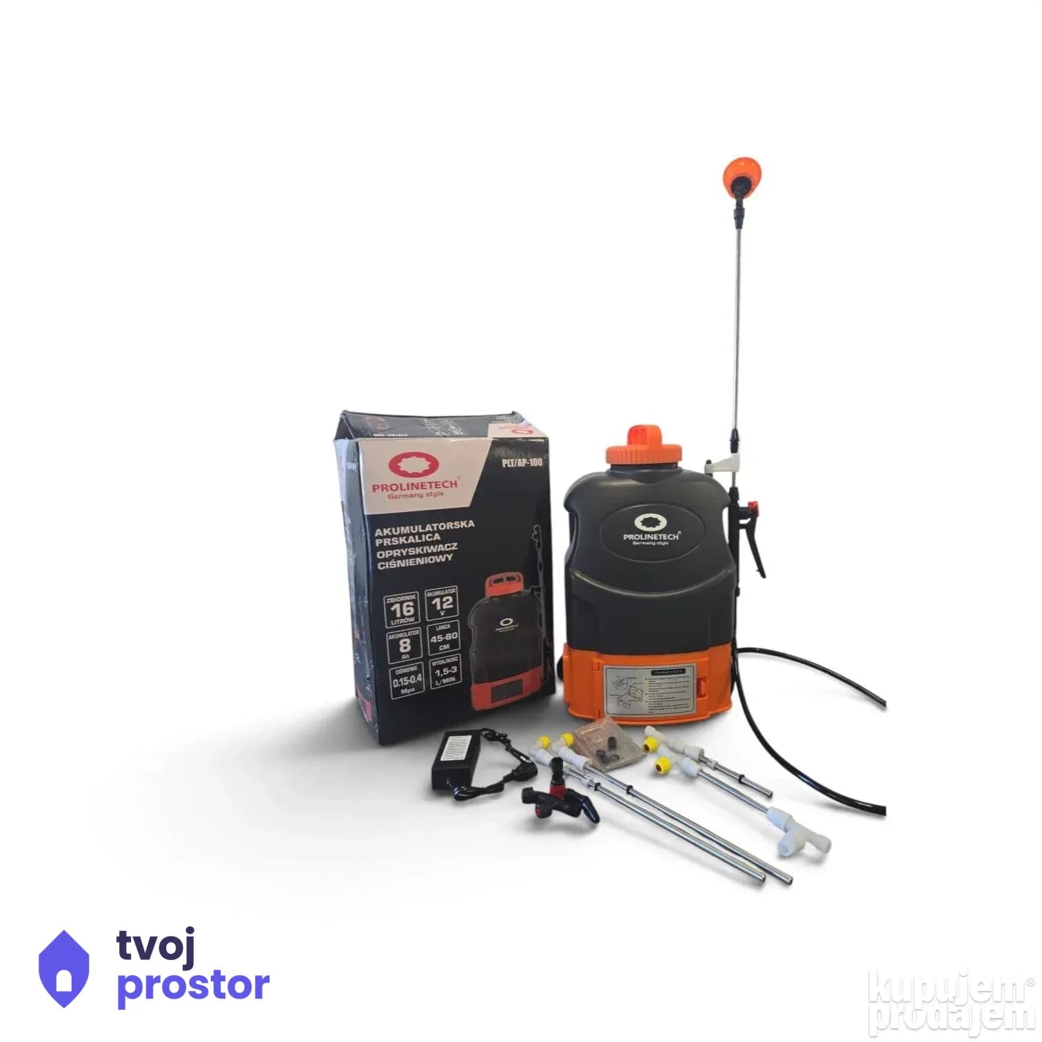 PROLINETECH Akumulatorska prskalica 16L 12V 8Ah — navodnjavanje i zalivanje, Alati Nidža, Negotin