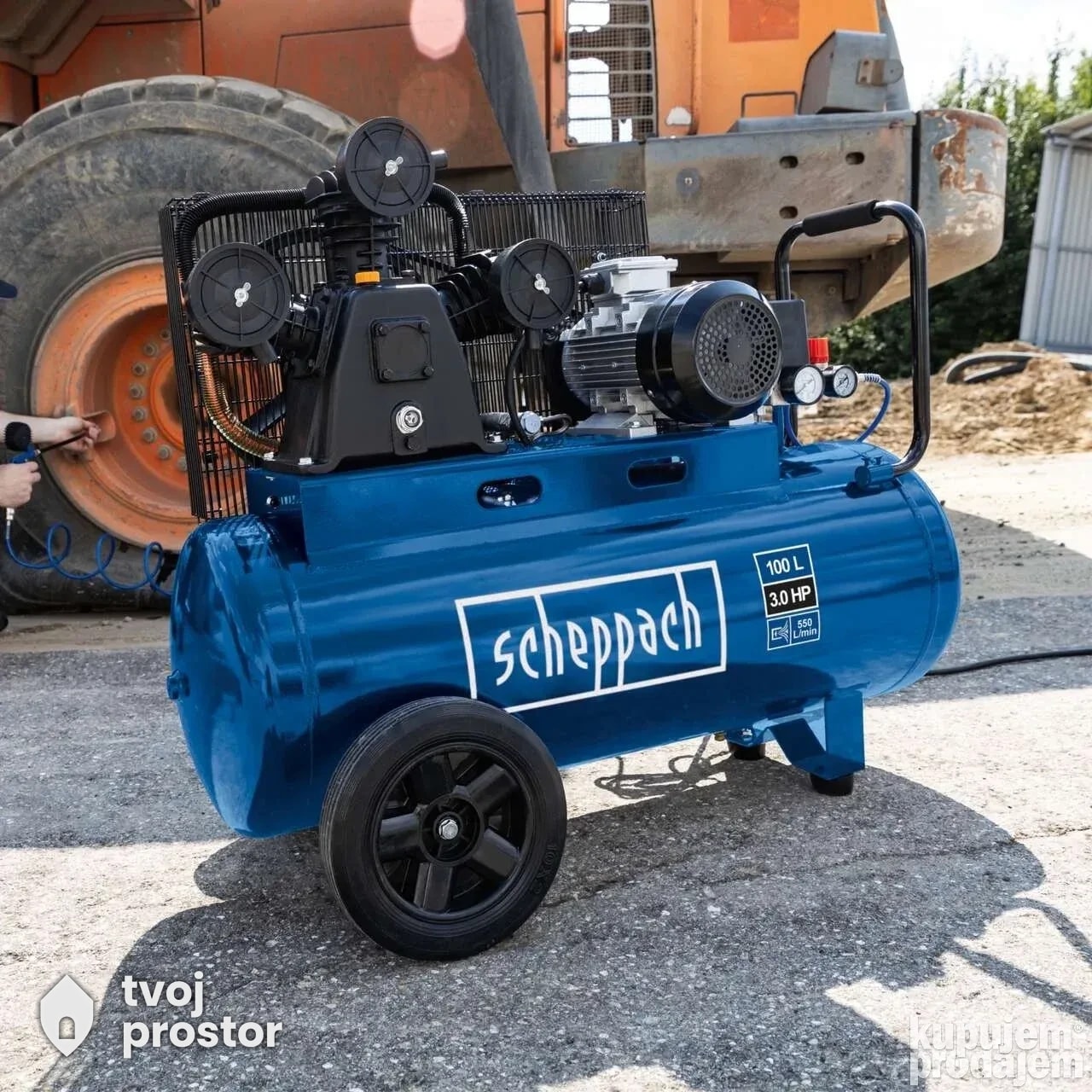 Kompresor HC550TC 100 L 10 bar 230 V Scheppach — fotografija 2 od 9