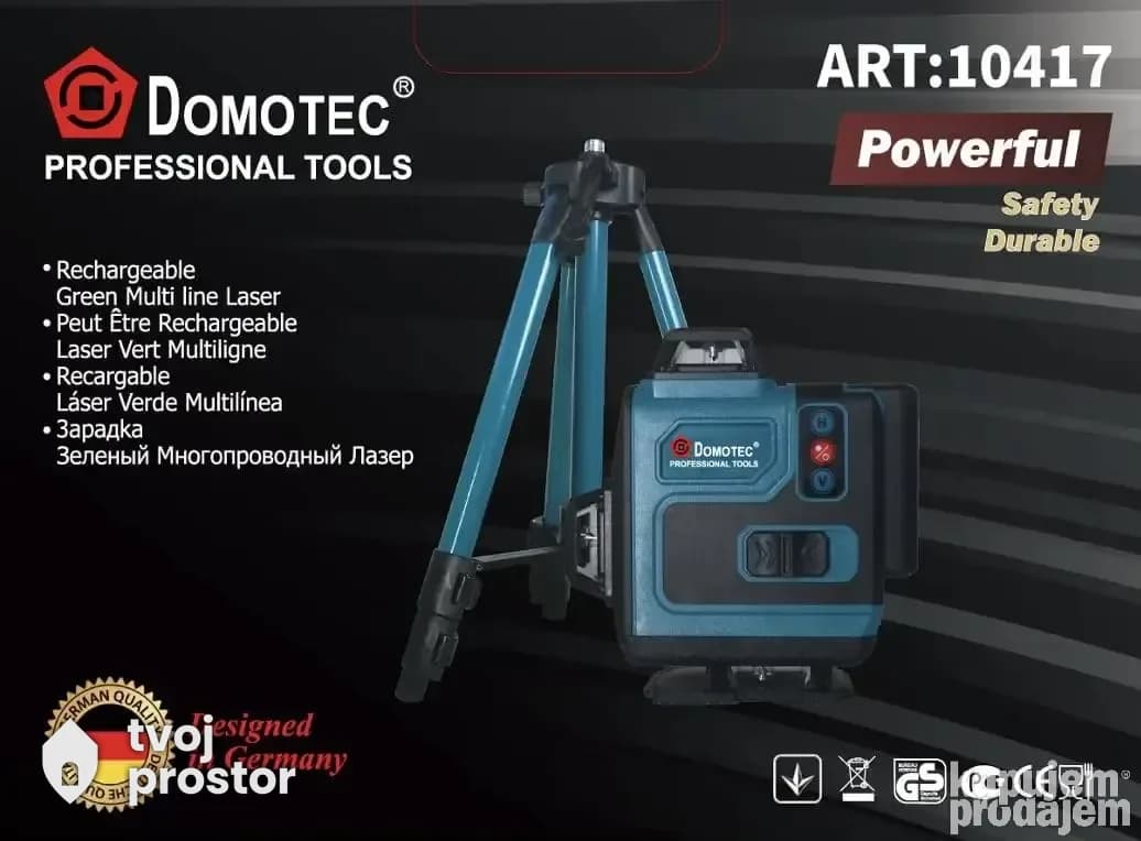 Laserski nivelir Domotec - zeleni laser + stativ 16 linija — Ostrica Tradicije, Dimitrovgrad