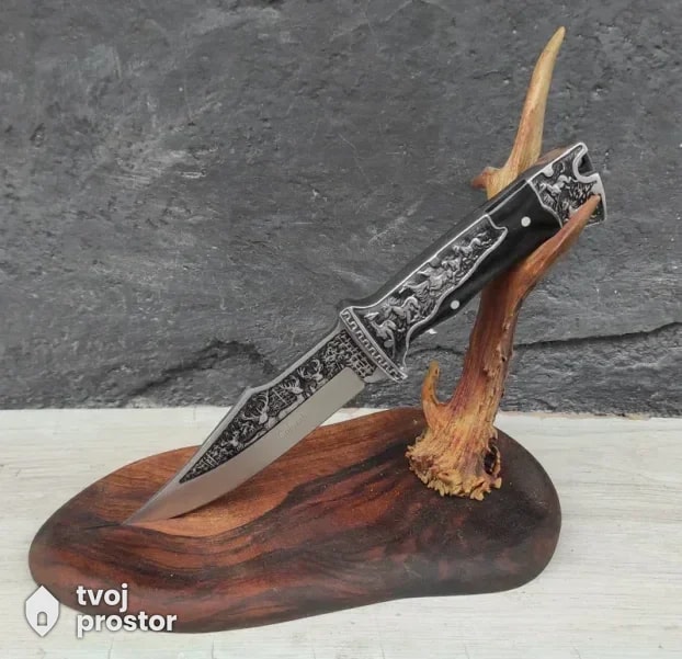Columbia KB-3189-B lovački nož sa gravurama crni — noževi i oštrice, Ostrica Tradicije, Dimitrovgrad