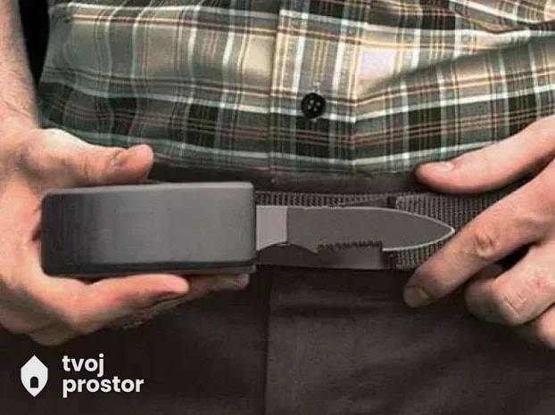 Nož Sakriven u Kopči Kaiša -BELT KNIFE dv 01 — noževi i oštrice, Ostrica Tradicije, Dimitrovgrad