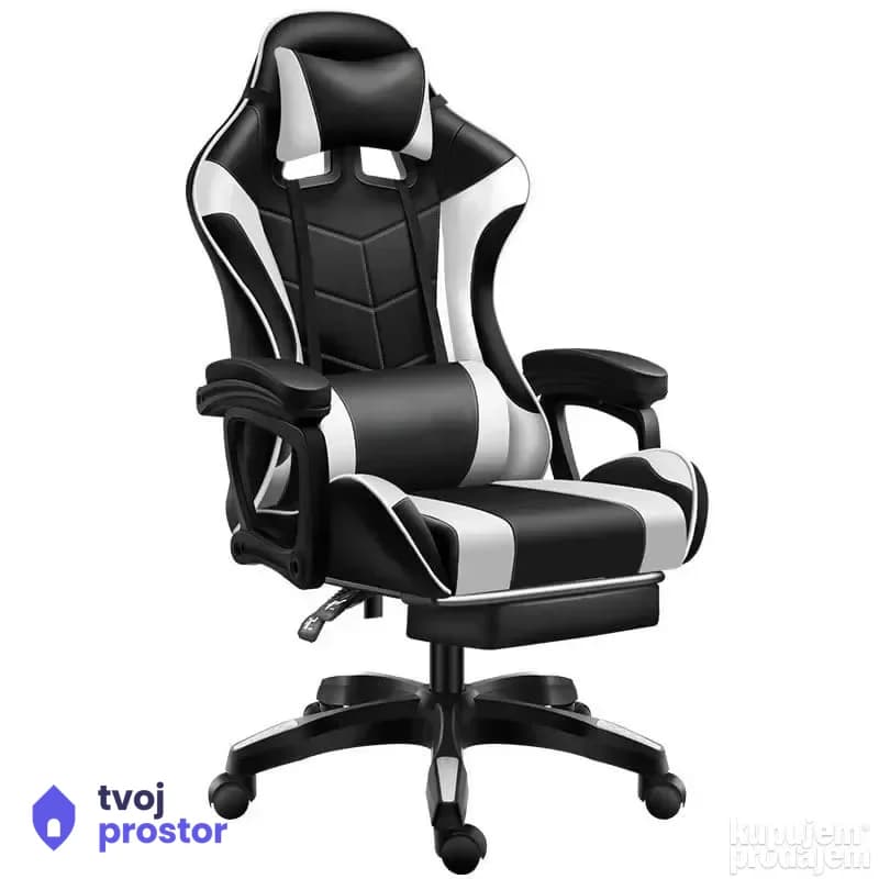 Gaming stolica Black White gejmerska stolica — kancelarijski nameštaj, TvojaKancelarija, Kragujevac