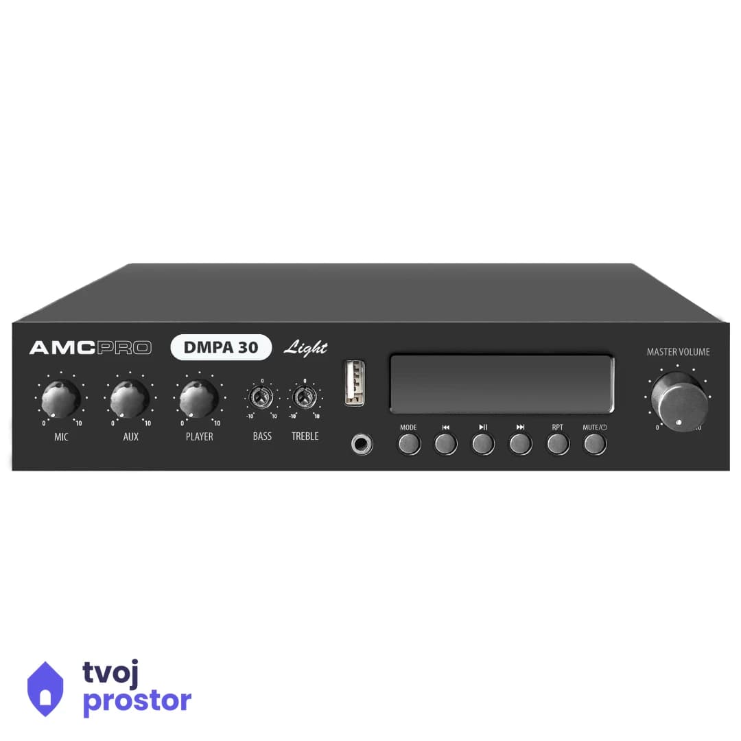 AMC DMPA 30 LIGHT Class-D pojačalo sa integrisan USB, FM radio i Bluetooth player — ozvučenje prostora, MM Mobile Lapovo,