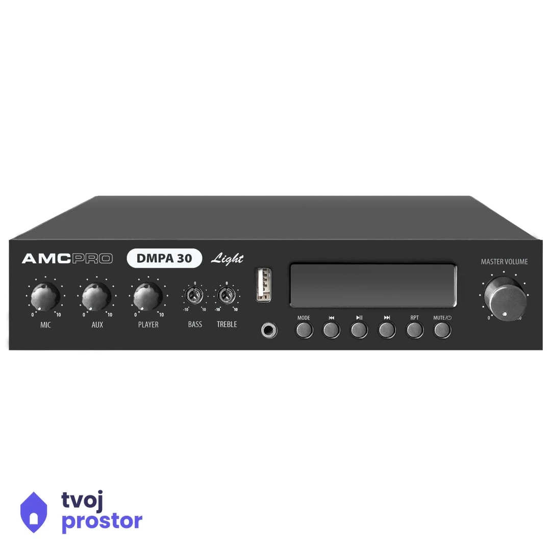 AMC DMPA 30 LIGHT Class-D pojačalo sa integrisan USB, FM radio i Bluetooth player — ozvučenje prostora, MM Mobile Lapovo,
