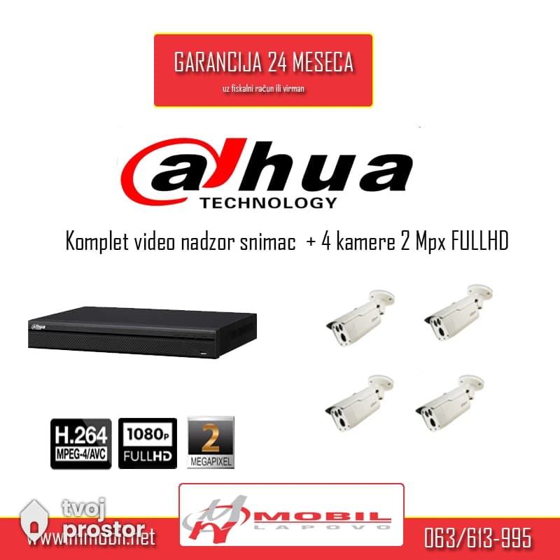 Dahua Komplet 2Mpx FullHD Smart IC Nocni do 80m — video nadzor i alarmi, MM Mobile Lapovo, Lapovo