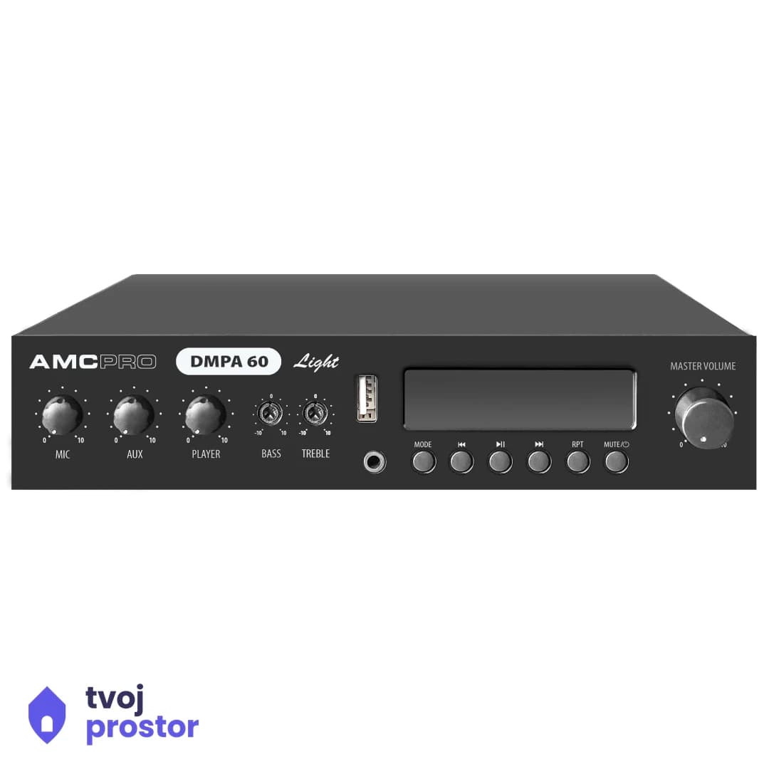 AMC DMPA 60 LIGHT Class-D pojačalo sa integrisan USB, FM radio i Bluetooth player — ozvučenje prostora, MM Mobile Lapovo,