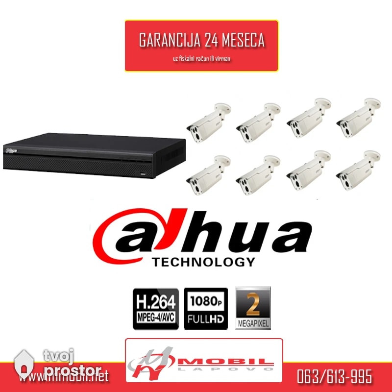 Dahua 2mpx-8kamera komplet IC do 80m sa svom opremom — video nadzor i alarmi, MM Mobile Lapovo, Lapovo