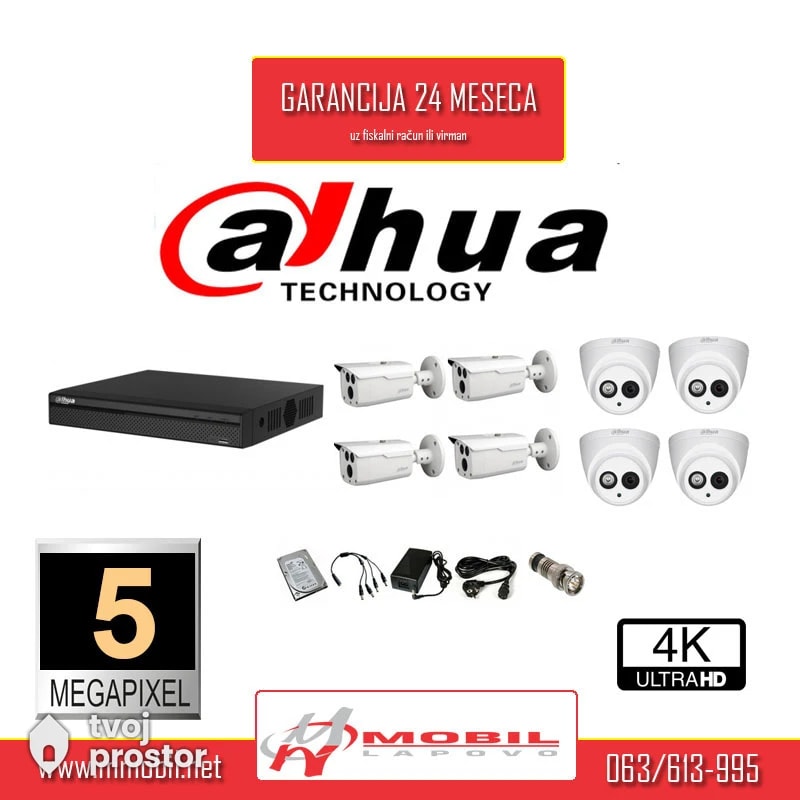 Dahua komplet 5MPX 8 kamera sa svom opremom — video nadzor i alarmi, MM Mobile Lapovo, Lapovo