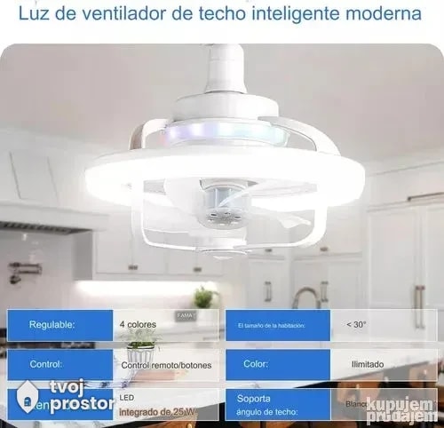 Led luster sijalica sa ventilatorom E27 — fotografija 4 od 7