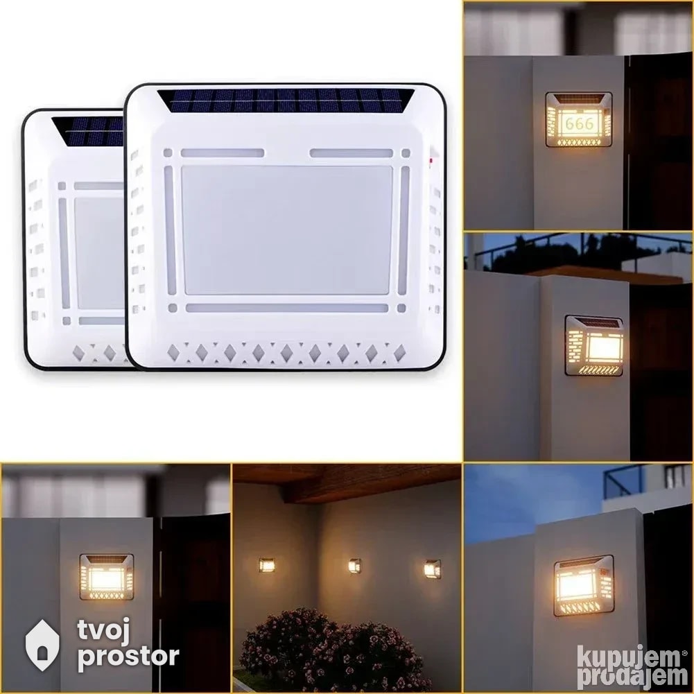 Solarna zidna lampa sa senzorom pokreta vodootporna — spoljna rasveta, Mungosi, Beograd