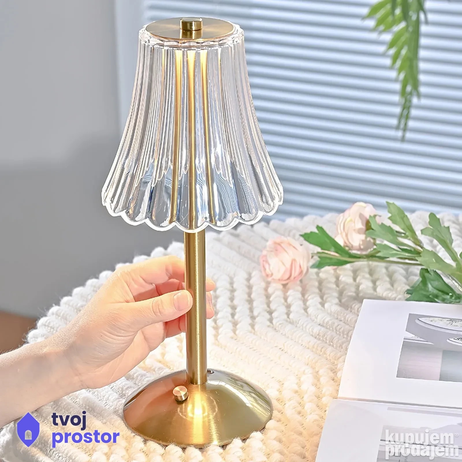 Postmoderna stočna lampa sa prirodnim osvetljenjem i dodirn — fotografija 3 od 5