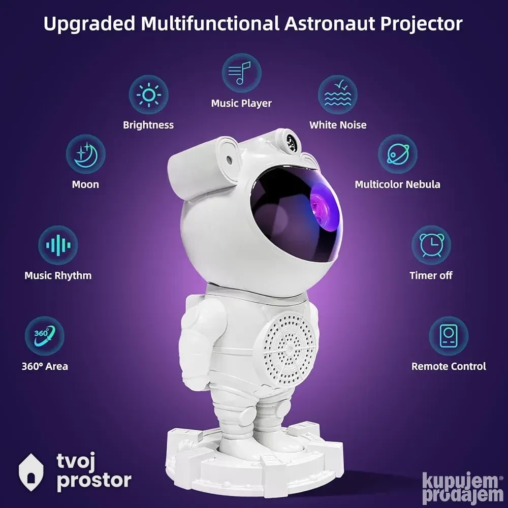 Astronaut projektor sa Bluetooth Zvučnikom — fotografija 3 od 5