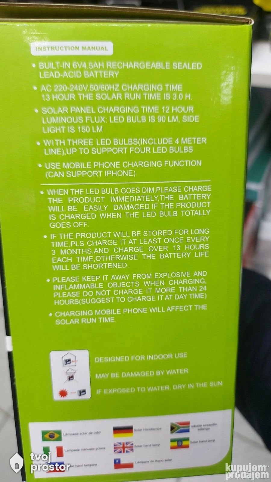 Solarni sistem sa akumulatorom 3 sijalice na usb — fotografija 3 od 5