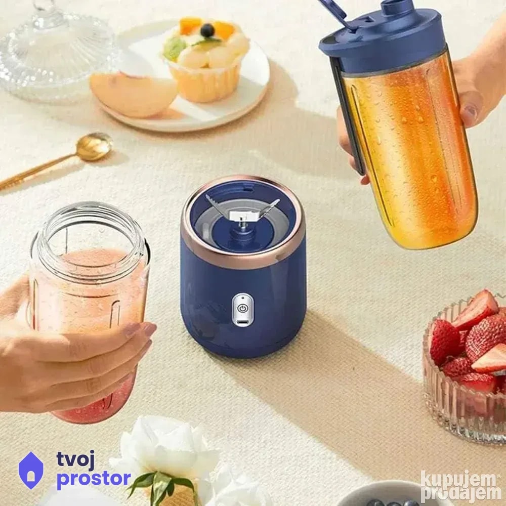 Prenosni punjivi blender sa 2 šoljice — fotografija 5 od 6