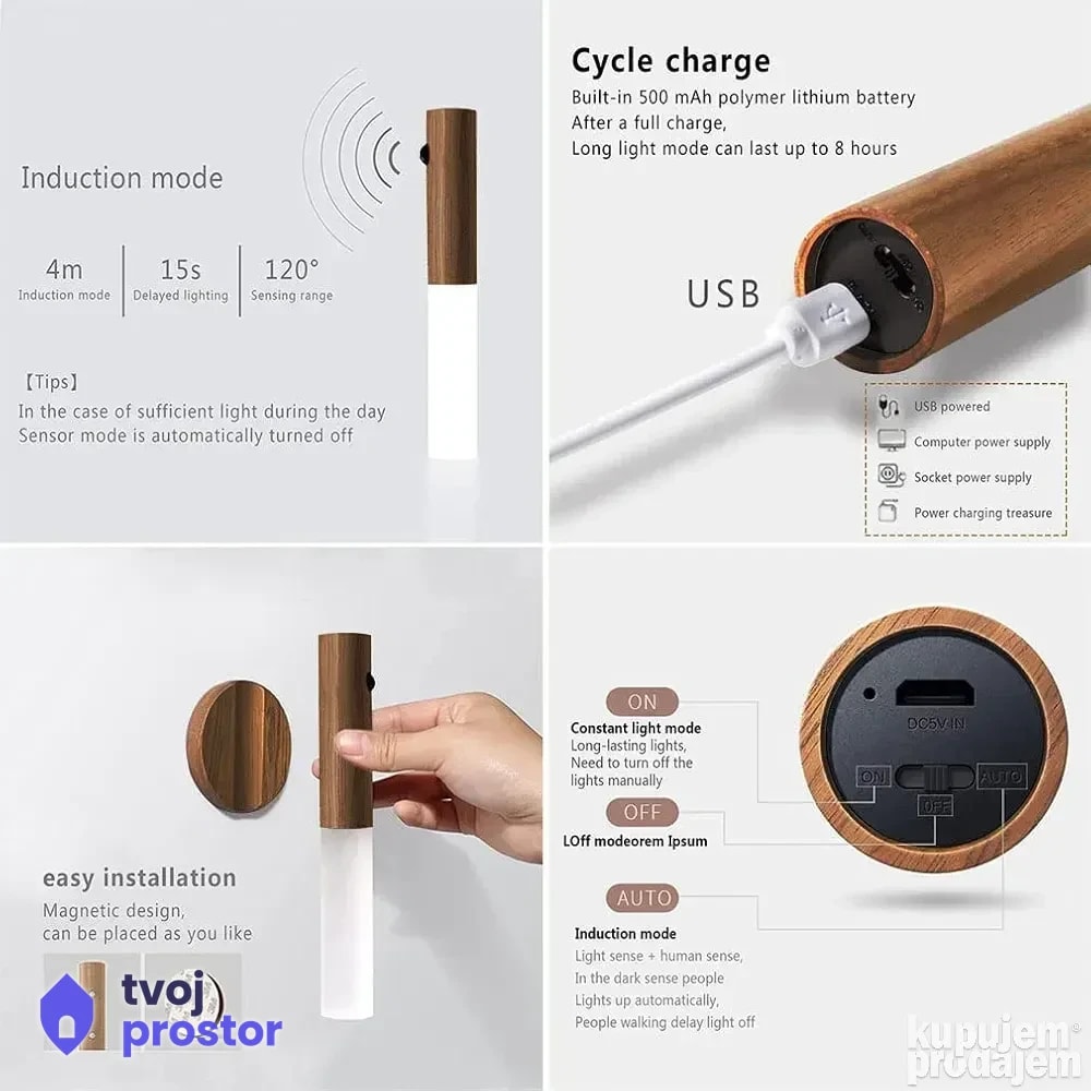 Lampa za zid Usb Lampa Prenosiva lampa Dekorativna lampa — fotografija 3 od 4