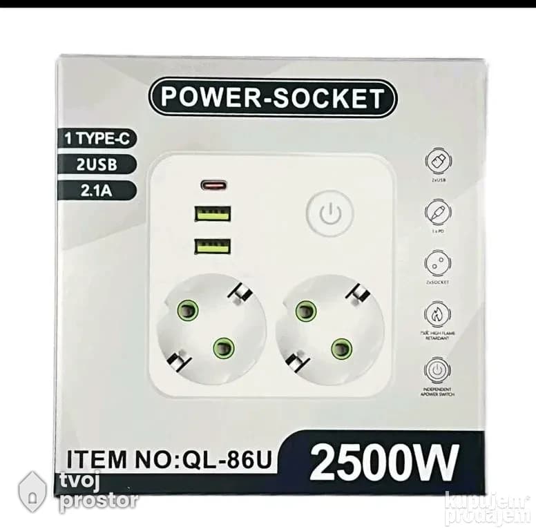 Utičnica USB Type-C port 2500w lopov razdelnik — elektro instalacije, Mungosi, Beograd