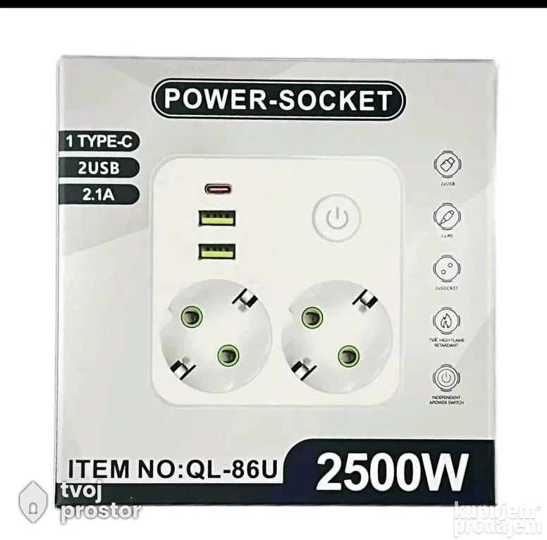 Utičnica USB Type-C port 2500w lopov razdelnik — elektro instalacije, Mungosi, Beograd