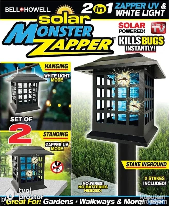 Solar Monster Zapper protiv komaraca i dosadnih insekata — mali kućni aparati, Mungosi, Beograd
